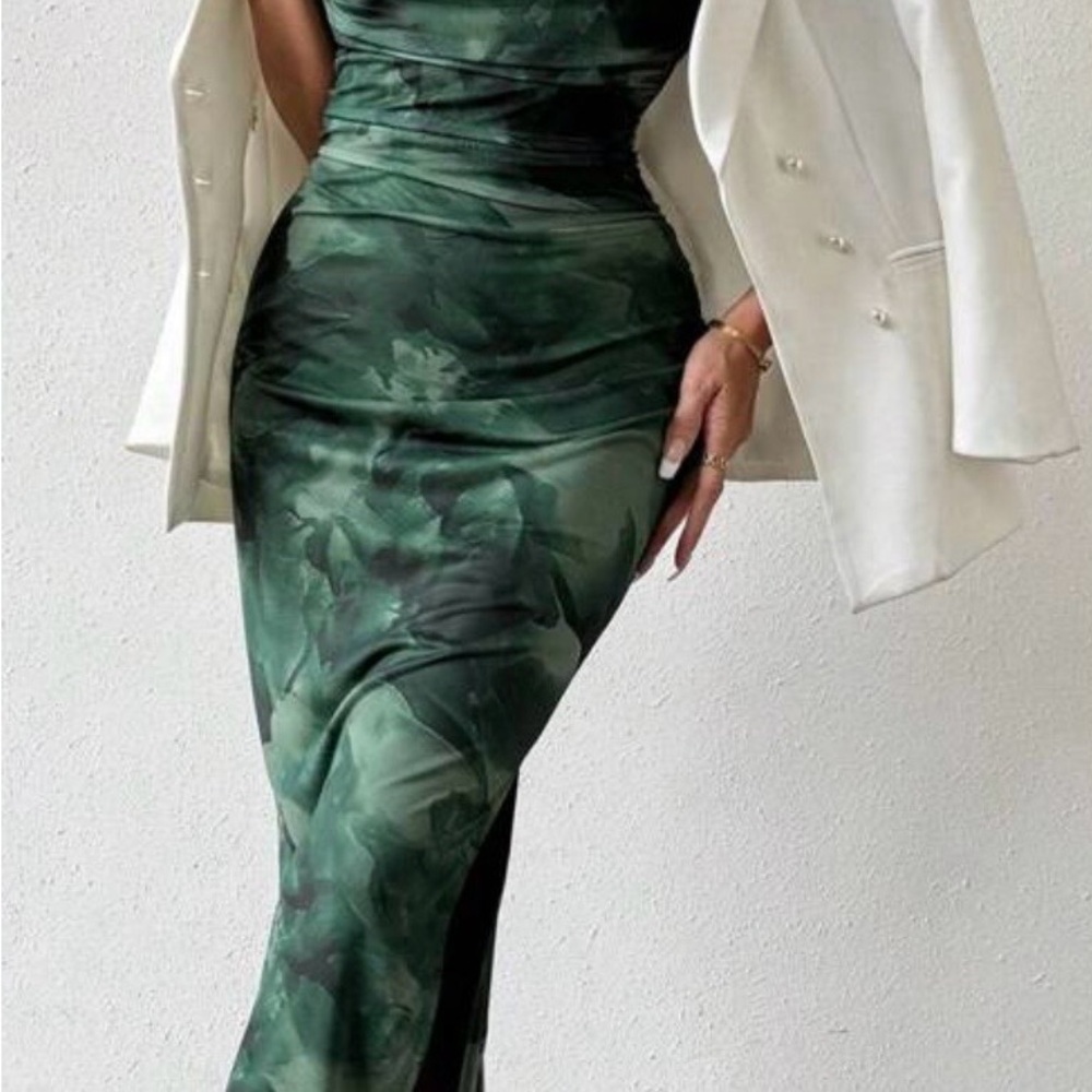 Tie-Dye Split-Thigh Tube Bodycon Dress - Picture 2 of 4